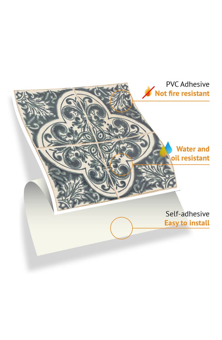 WALPLUS Vintage Blue Azulejo Wall Tiles - Pack of 5, Alternate, color, 