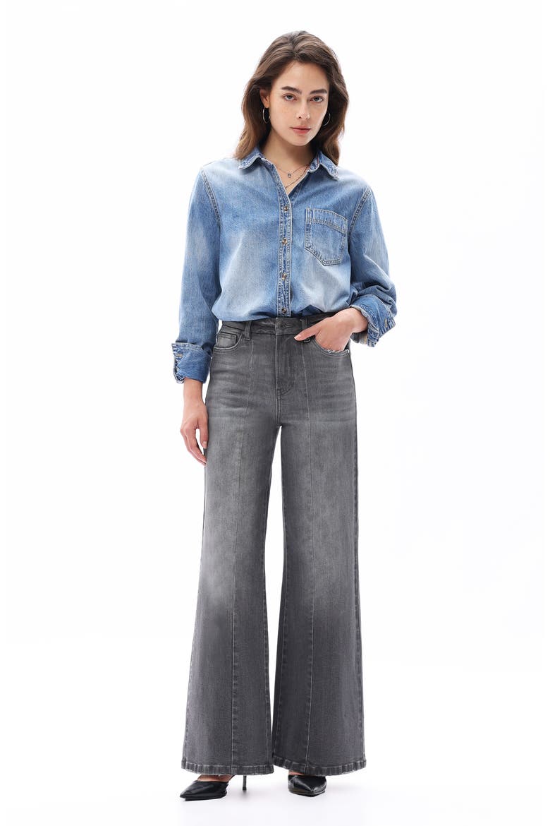 Seamed High Waist Wide Leg Jeans, Alternate, color, GRAY