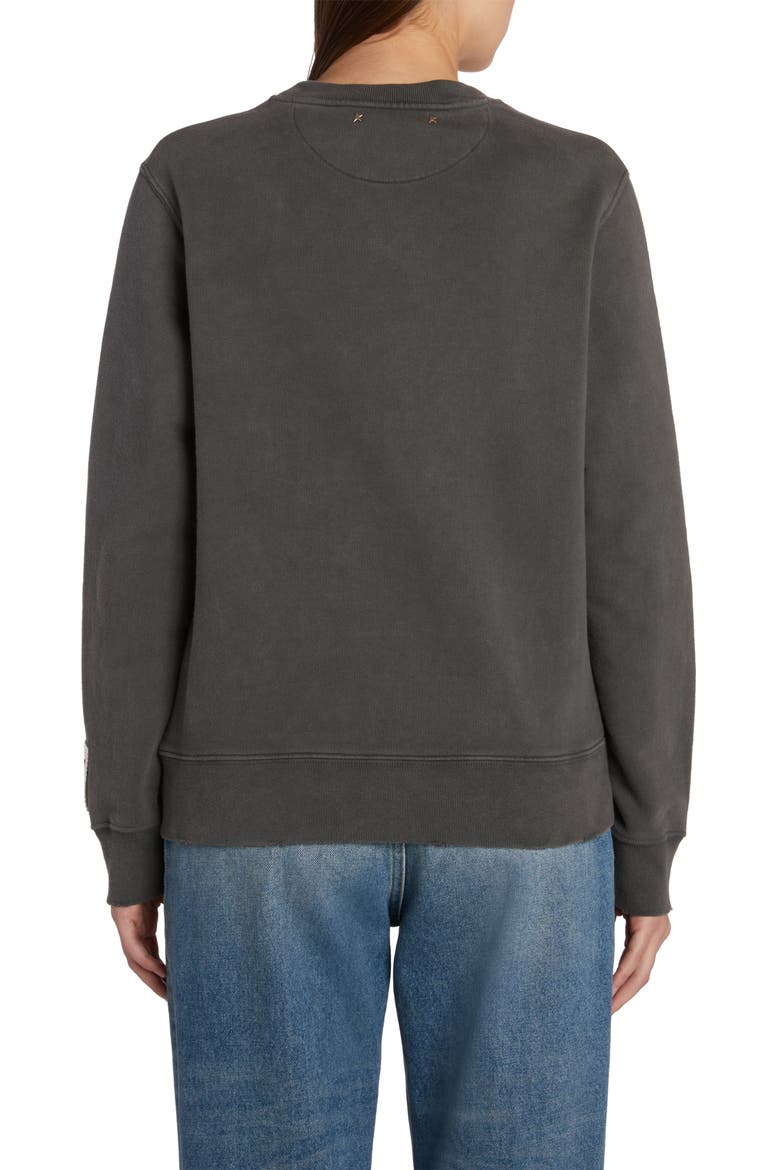Women's Crystal Embellished Cotton Sweatshirt, Alternate, color, ANTHRACITE