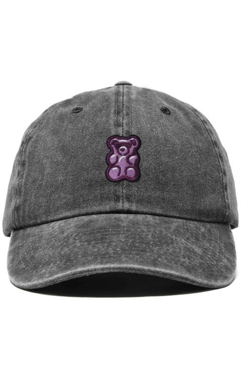 Dalix Purple Gummy Embroidered Cap In Washed Black