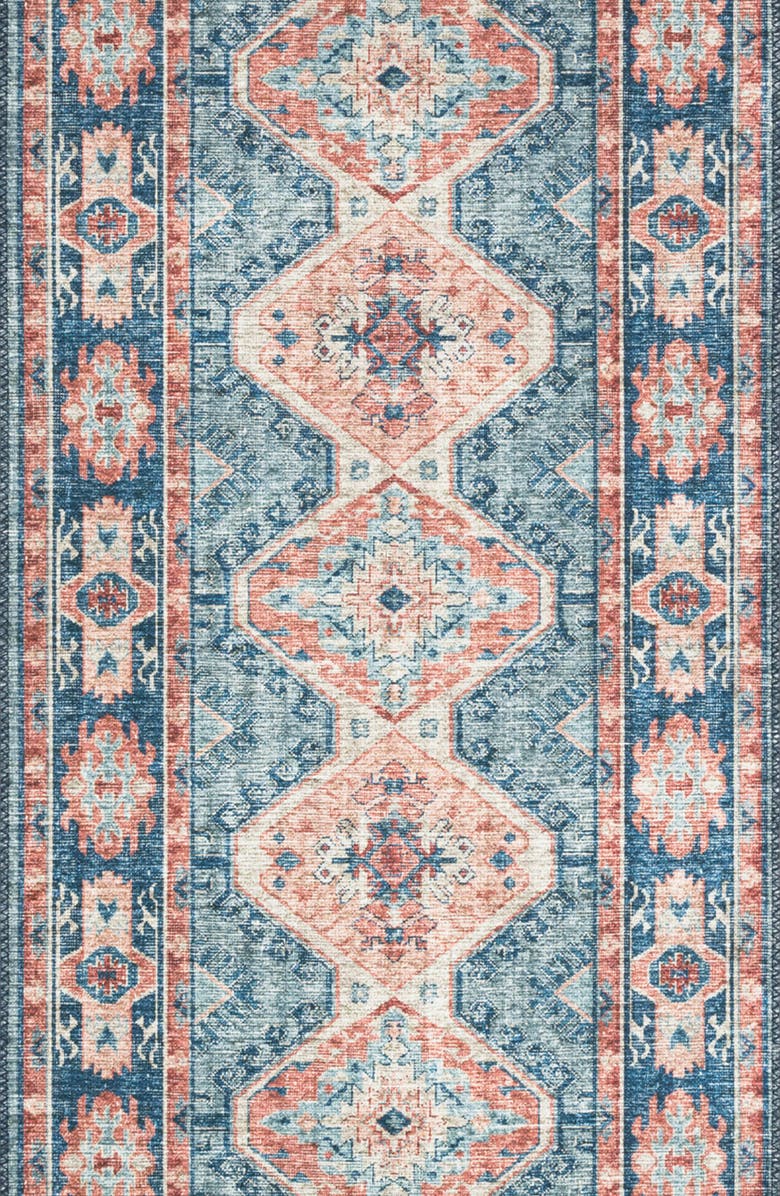 LOLOI II Rosette Collection Rug - Turquoise/Terracotta - 7'-6" x 9'-6", Alternate, color, Turquoise / Terracotta