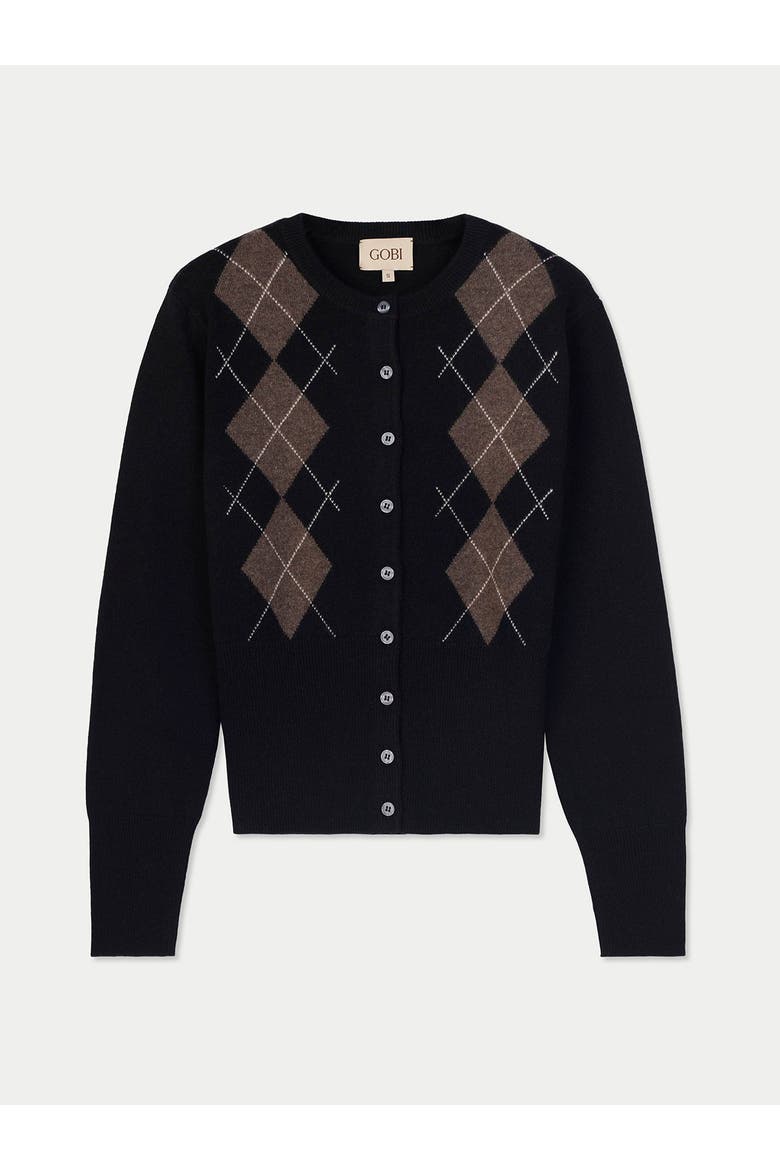 Cashmere Argyle Cardigan, Main, color, black