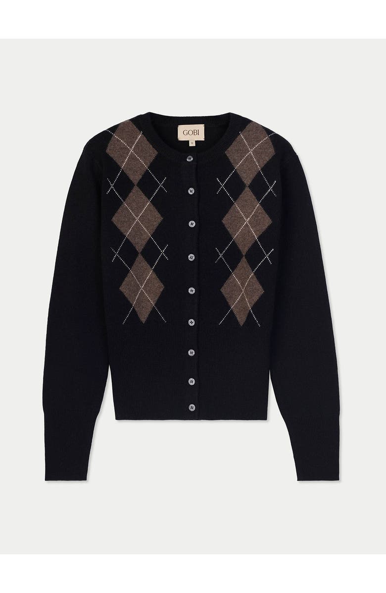 Gobi Cashmere Cashmere Argyle Cardigan, Main, color, Black