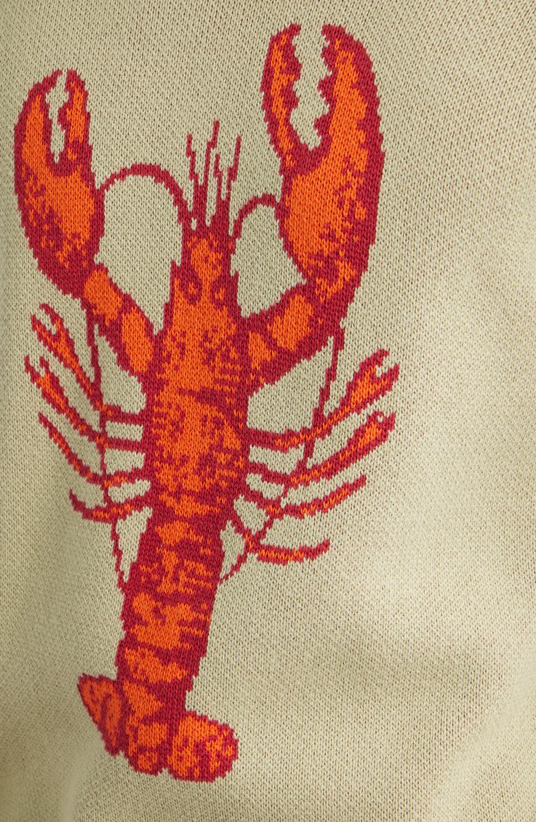 DARK SEAS Montauk Lobster Jacquard Cotton Crewneck Sweater, Alternate, color, Moss