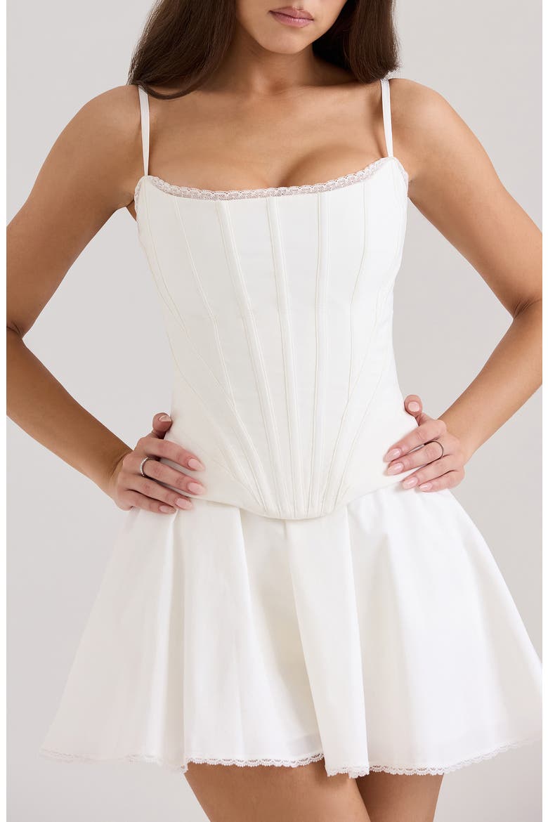 Cadie Stretch Cotton Corset Top, Alternate, color, WHITE