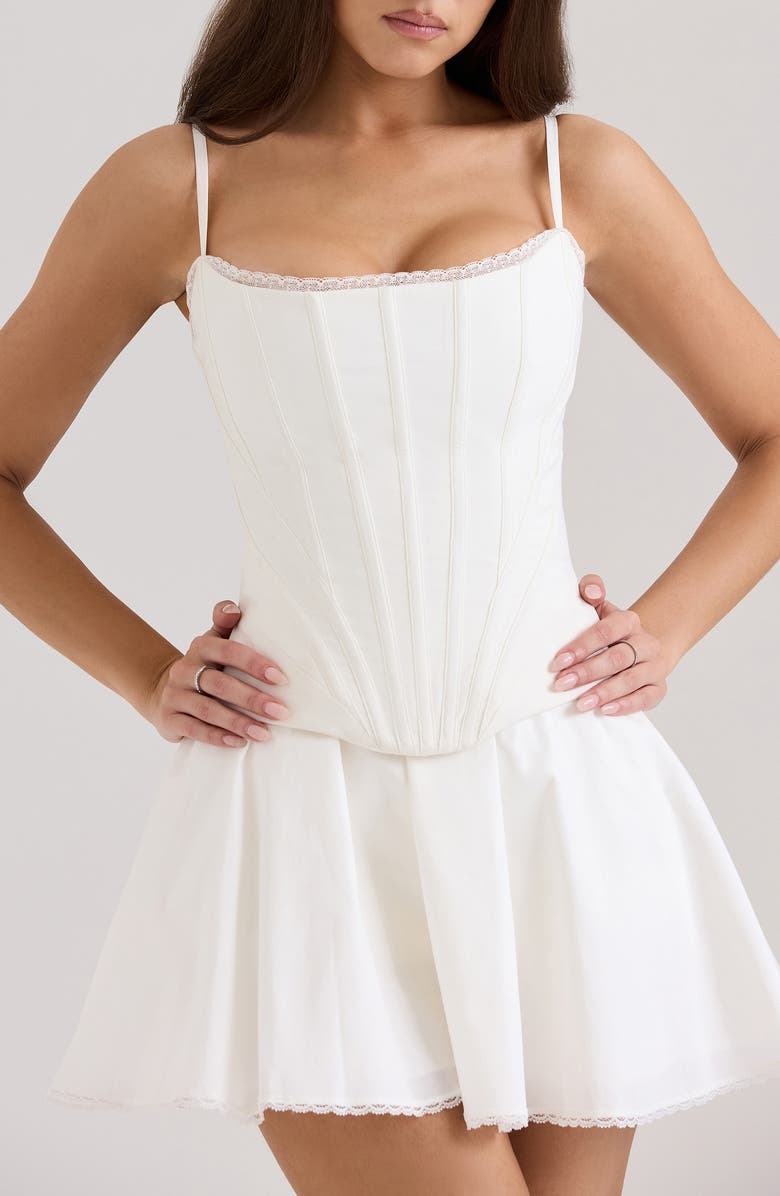 HOUSE OF CB Cadie Stretch Cotton Corset Top, Alternate, color, White