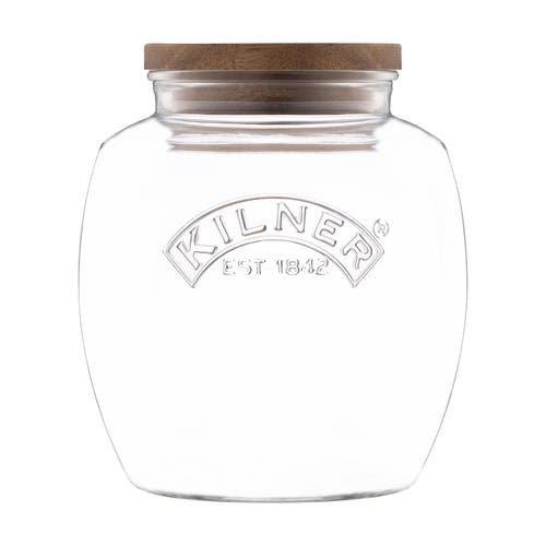 Kilner Universal Glass Storage Jar With Wooden Lid And Silicone Seal In Multi
