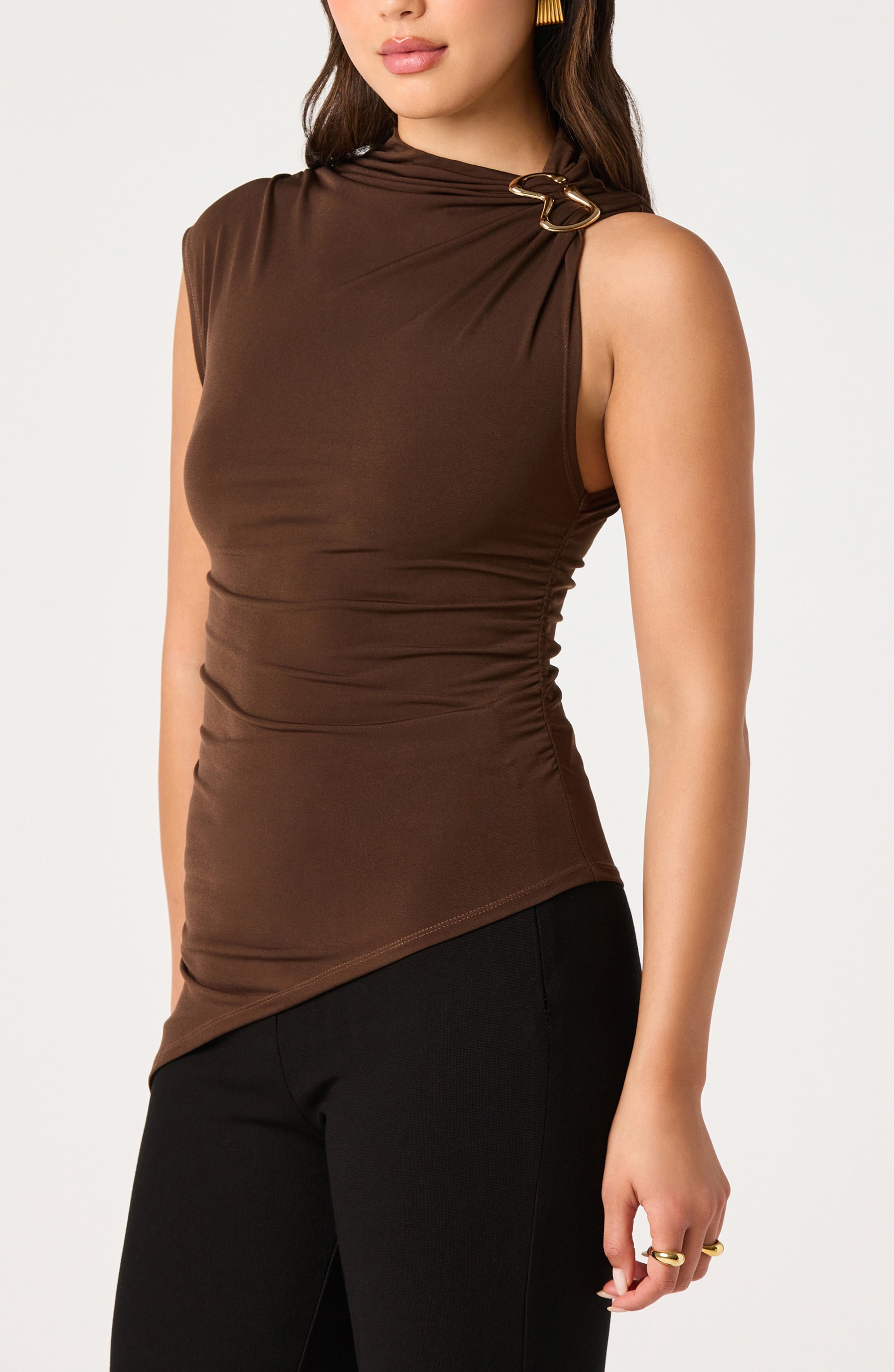 ASTR the Label Mindy Ring Detail Ruched Tank (Women) | Nordstrom