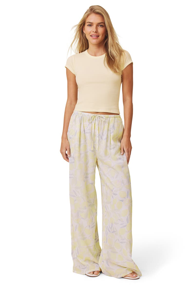 Lia Lemon Print Drawstring Pants, Alternate, color, PURPLE/ LEMON PRINT