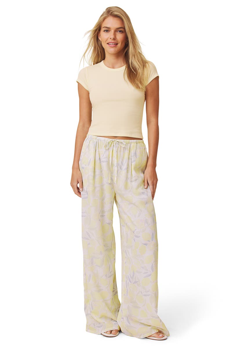 Splendid Lia Lemon Print Drawstring Pants, Alternate, color, Purple/ Lemon Print