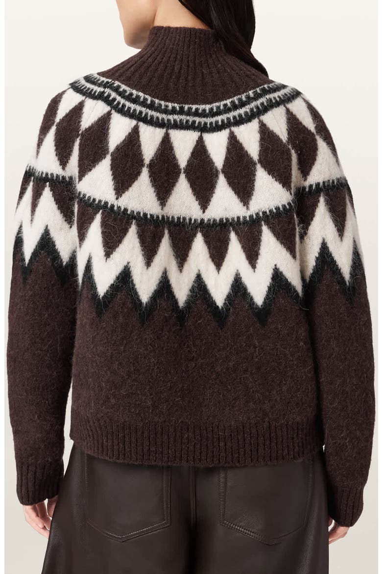 Tara Fair Isle Alpaca & Wool Blend Turtleneck Sweater, Alternate, color, OXBLOOD RED