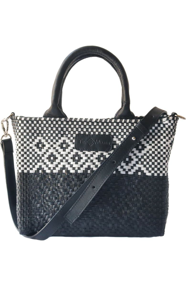 Tin Marin Small Woven Crossbody, Main, color, Black Leather Straps
