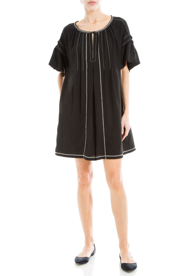 Bubble Sleeve Mini Dress, Alternate, color, BLACK-BLACK