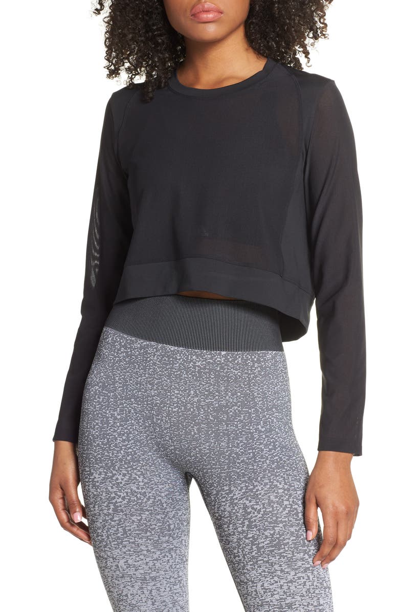 adidas Badge of Sport Mesh Crop Training Top, Main, color, 