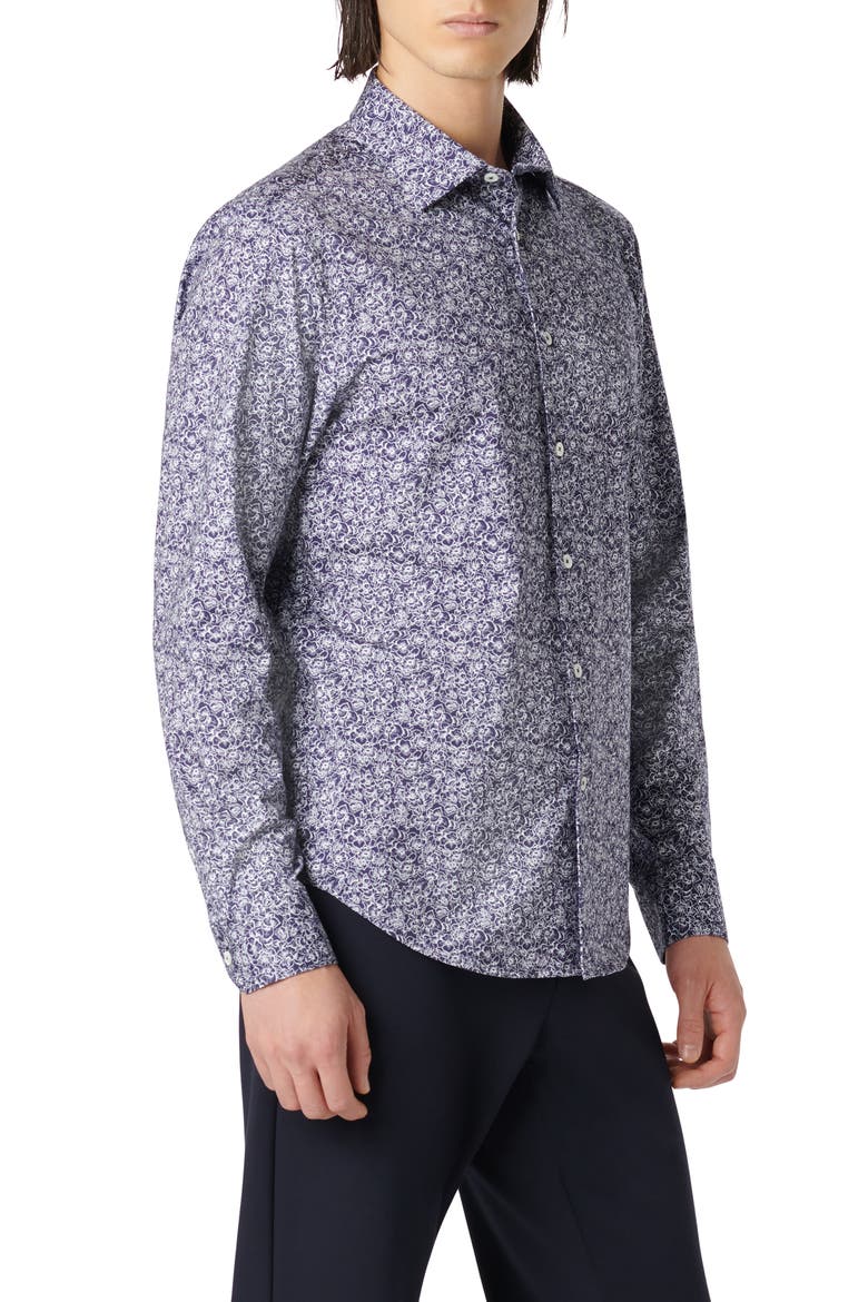 James OoohCotton® Floral Print Button-Up Shirt, Alternate, color, NAVY