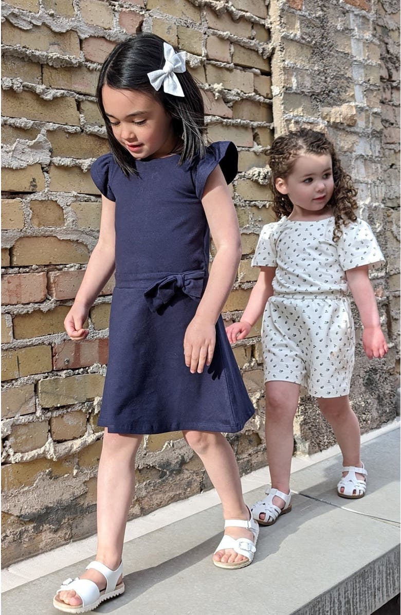 Hope & Henry Girls' Flutter Sleeve Knit Drop Waist Dress Made with Organic Cotton, Toddler, Alternate, color, 