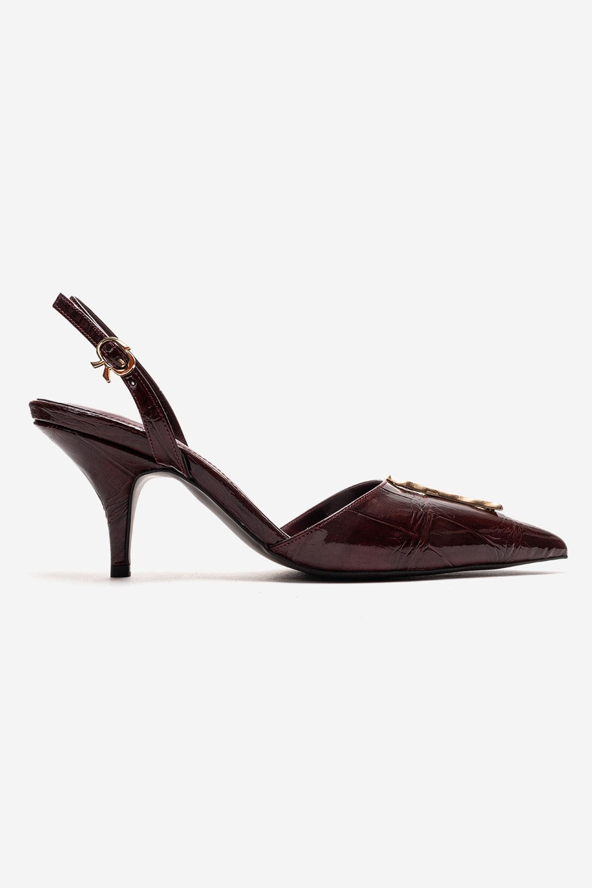 Yvella Buckle Pointed Toe Stiletto Pump, Alternate, color, Burgundy Print