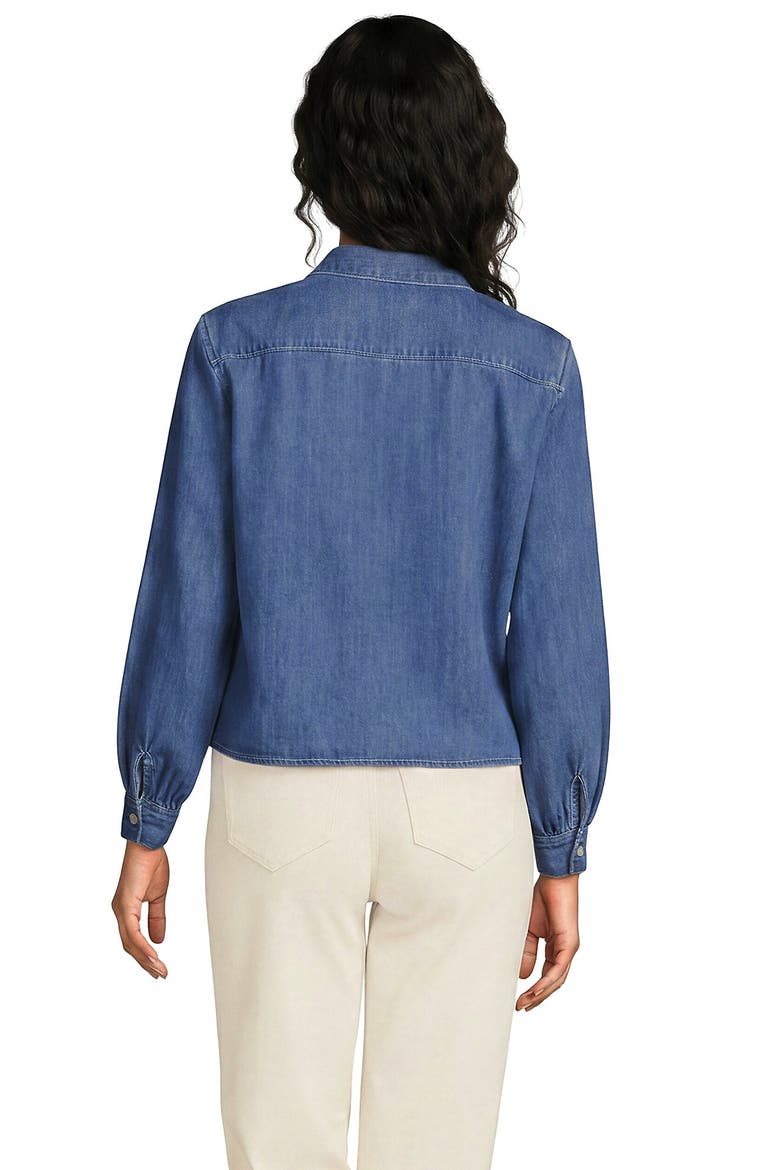 Denim Cropped Button Front Shirt, Alternate, color, Light Indigo