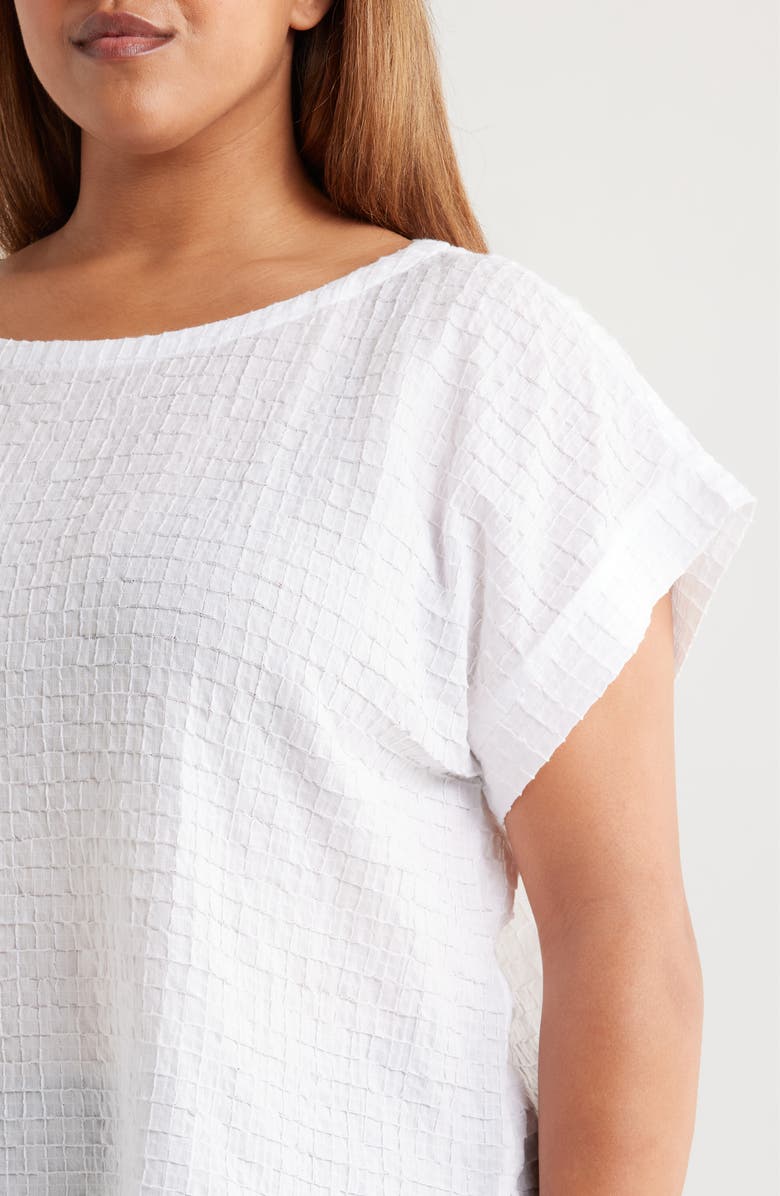 Eileen Fisher Boxy Boat Neck Organic Cotton Blend Top, Alternate, color, White