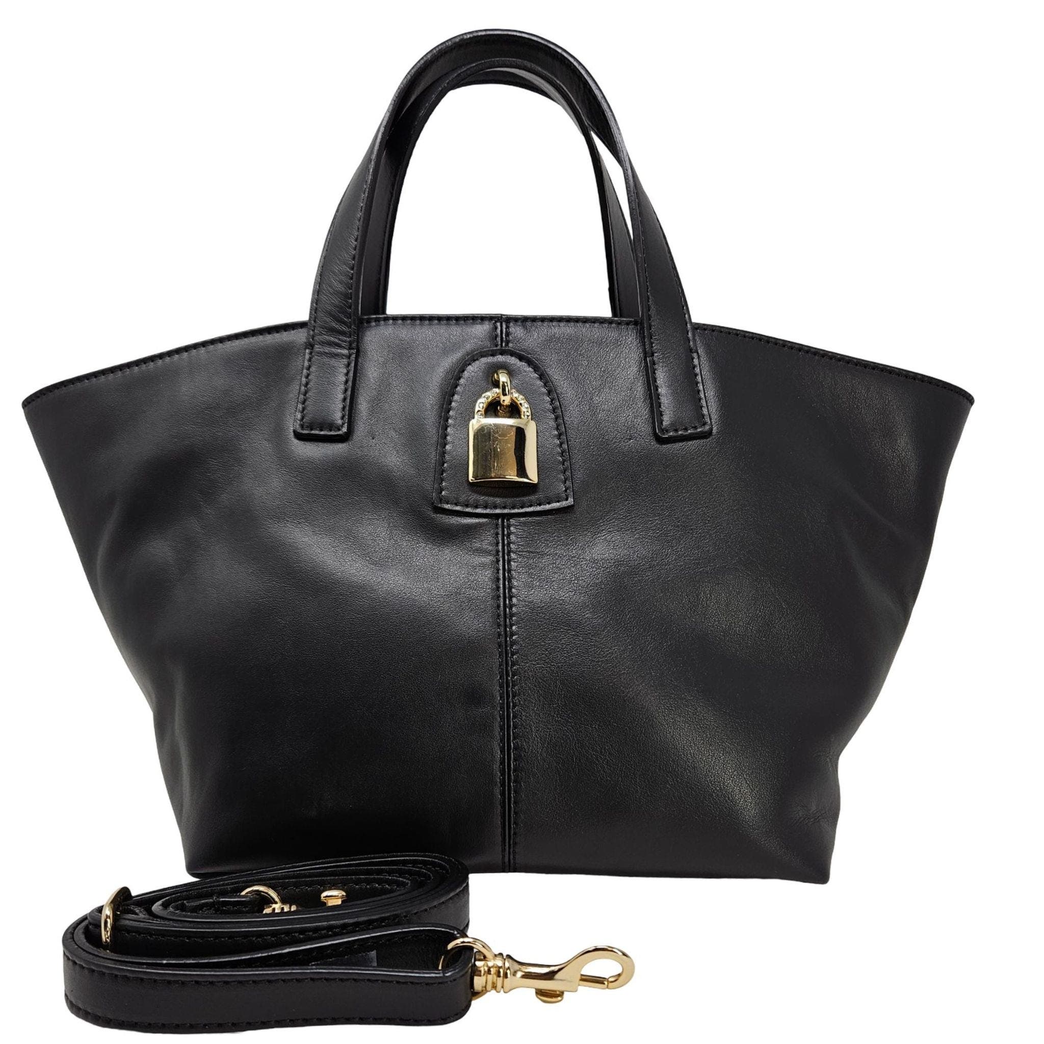 Madison Maison Leather Lock Tote Bag, Main, color, Black