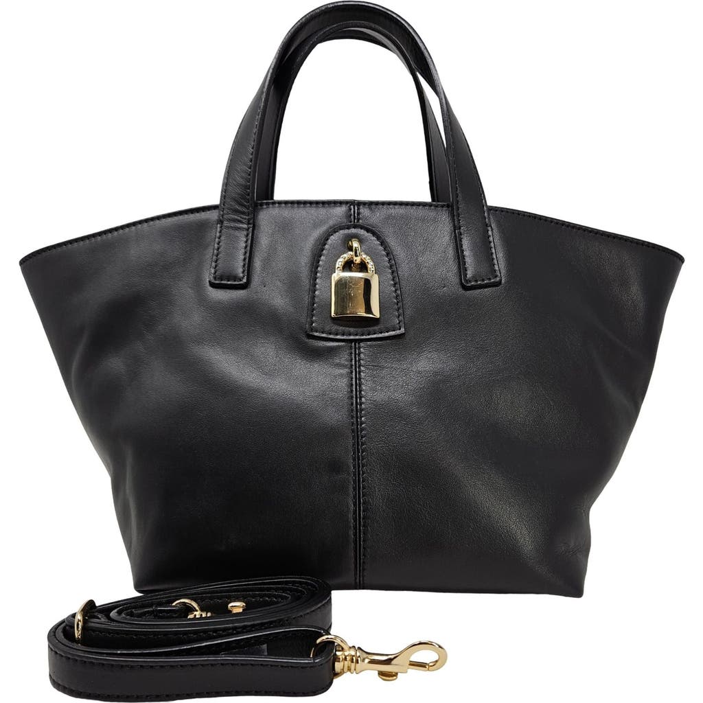 Madison Maison Leather Lock Tote Bag In Black