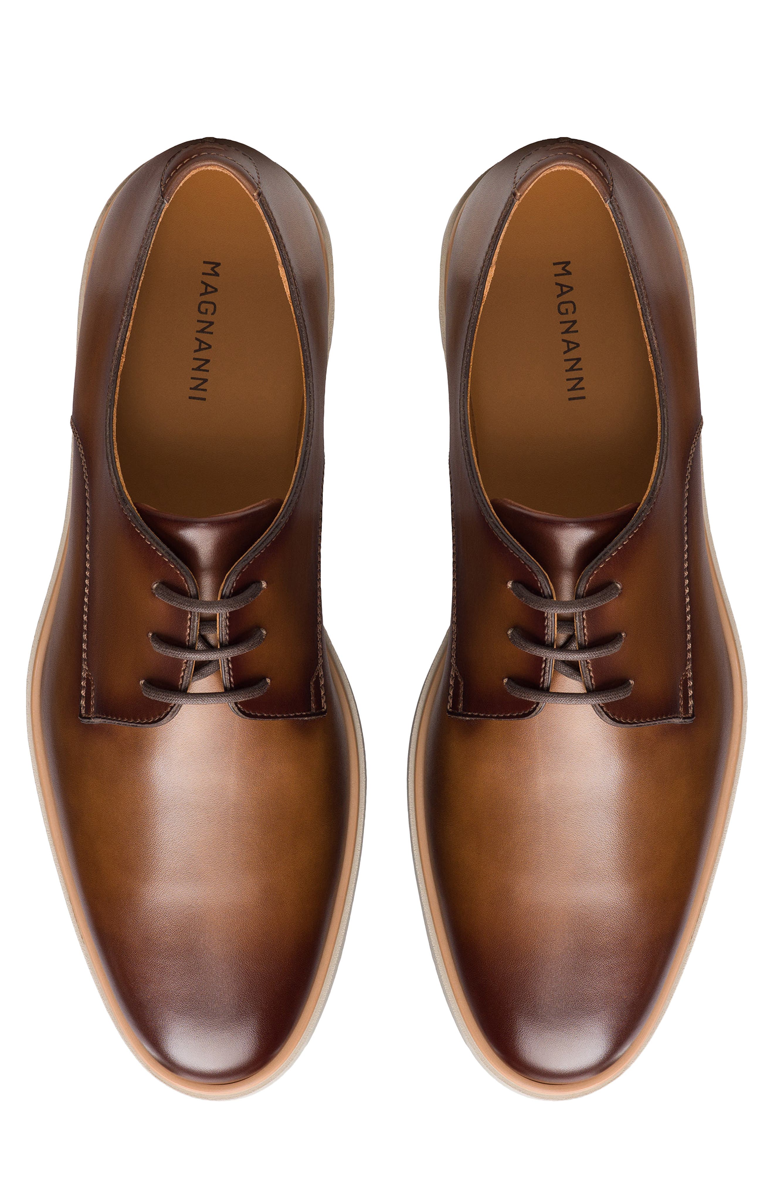 Magnanni Leone II Plain Toe Derby, Alternate, color, Tabaco
