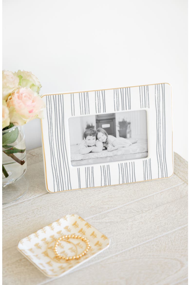 Stripe Ceramic 4 x 6-Inch Picture Frame, Alternate, color, SLATE