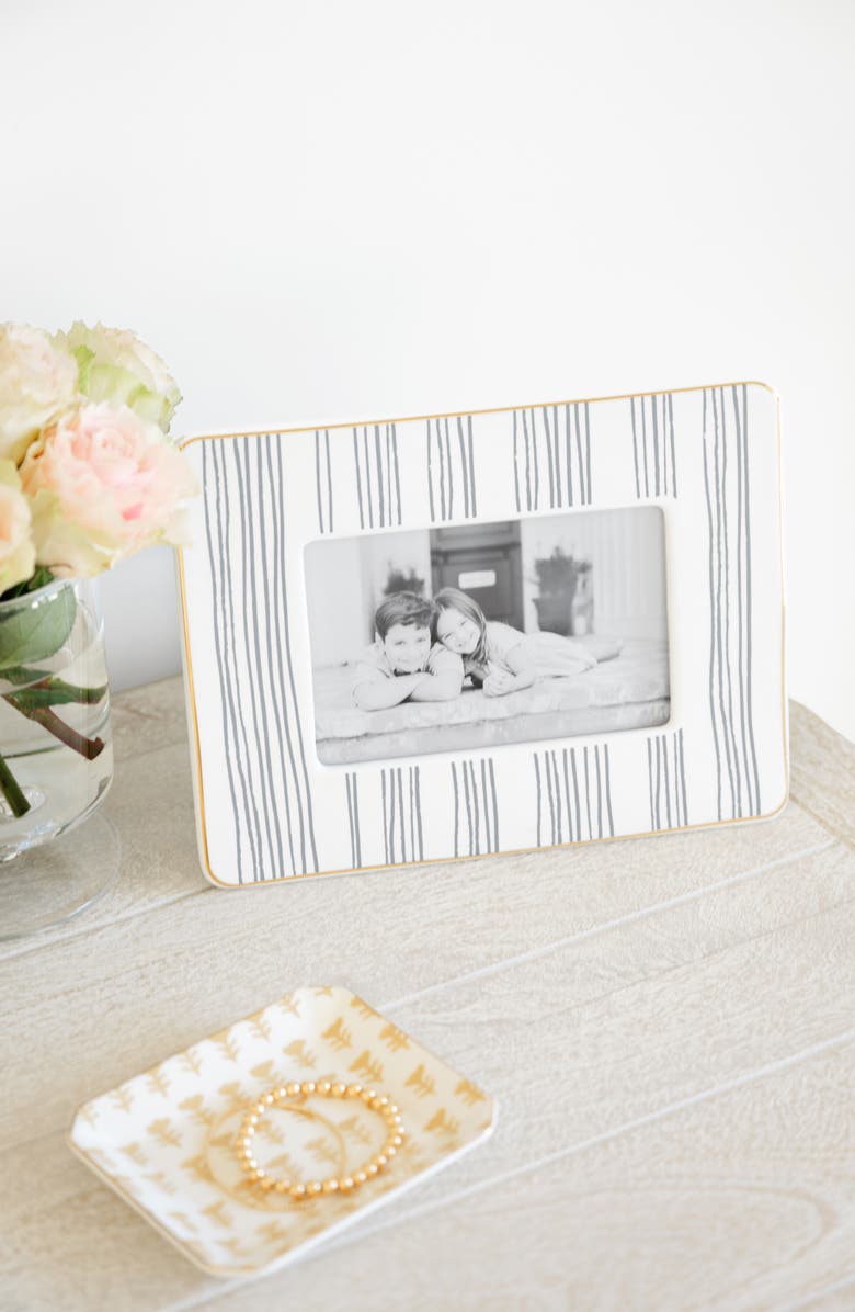 Sugar Paper Stripe Ceramic 4 x 6-Inch Picture Frame, Alternate, color, Slate