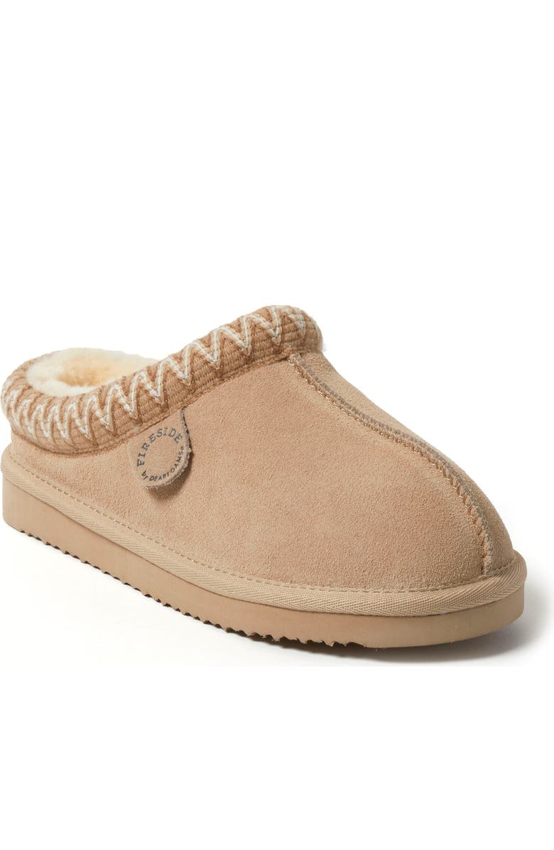 Fireside Greta Genuine Shearling Clog Slipper with Taping (Women) DEARFOAMS