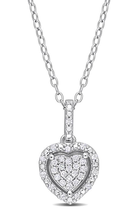 Diamond Halo Heart Pendant Necklace