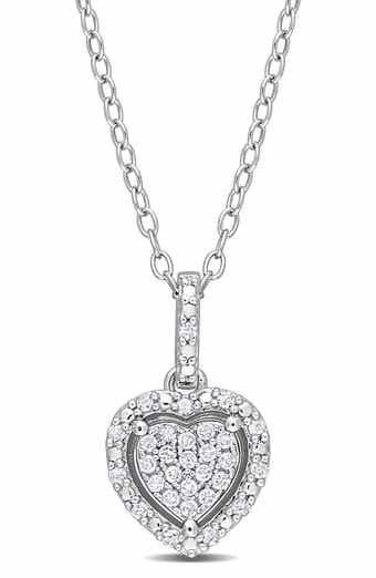 Diamond Halo Heart Pendant Necklace