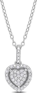 DELMAR Diamond Halo Heart Pendant Necklace