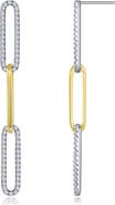 Lafonn Two-Tone Pavé Simulated Diamond Paper Clip Link Drop Earrings
