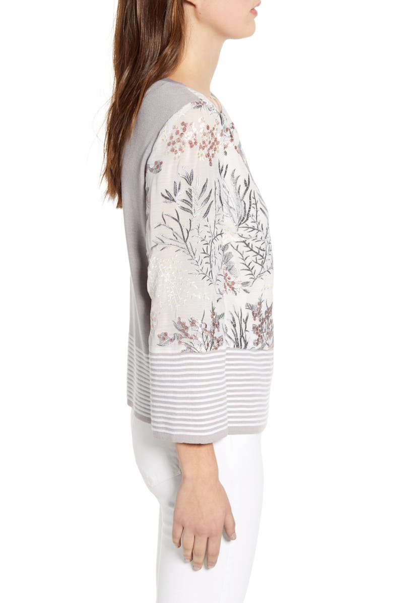 Ming Wang Floral Embroidery Knit Top, Alternate, color,