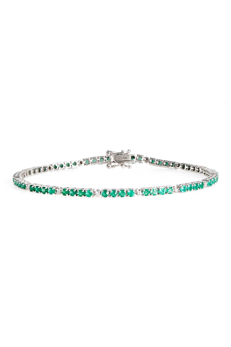 Emerald & Diamond Tennis Bracelet, Main, color, WHITE GOLD/ EMERALD/ DIAMOND