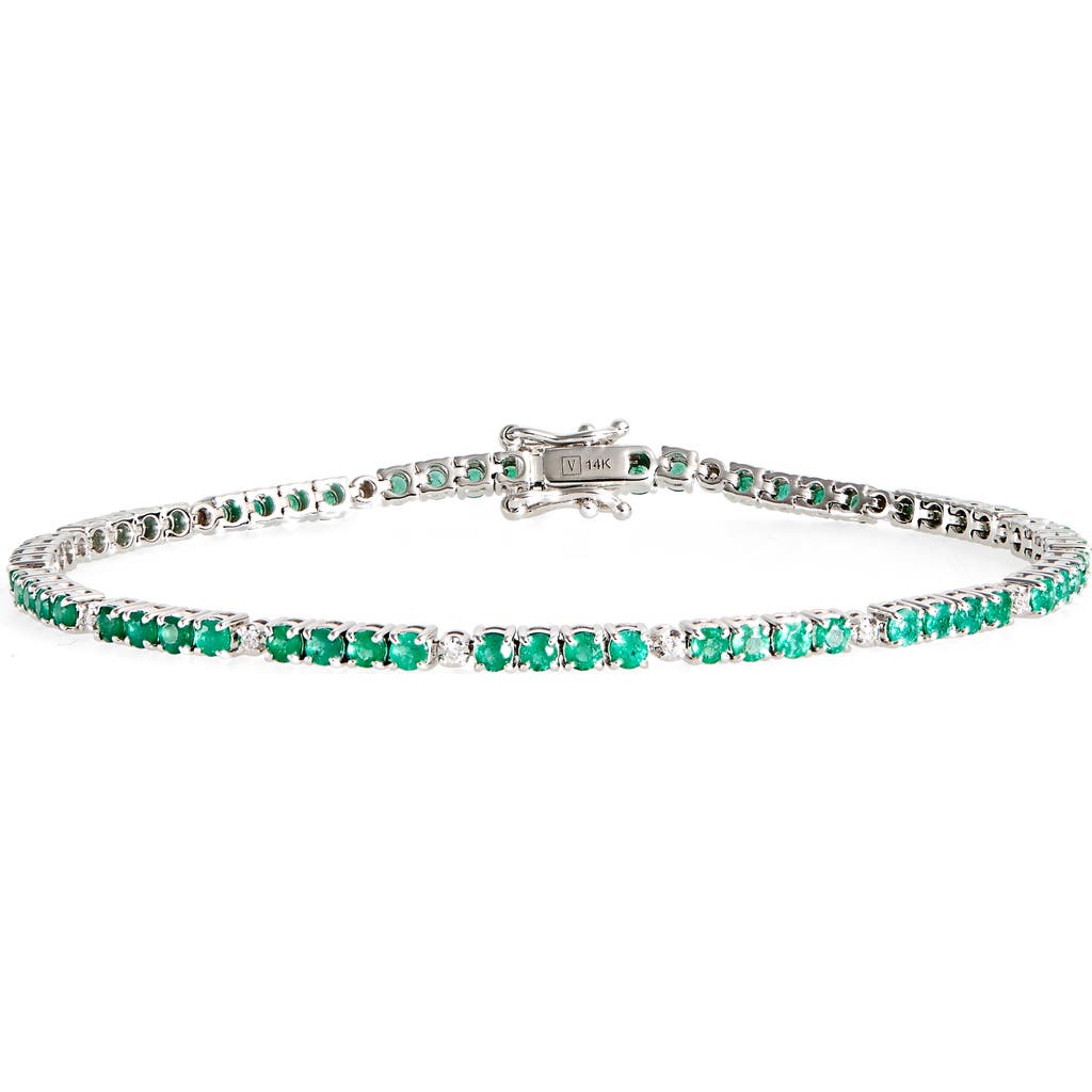 VALANI ATELIER Emerald & Diamond Tennis Bracelet in White Gold/Emerald/Diamond  product