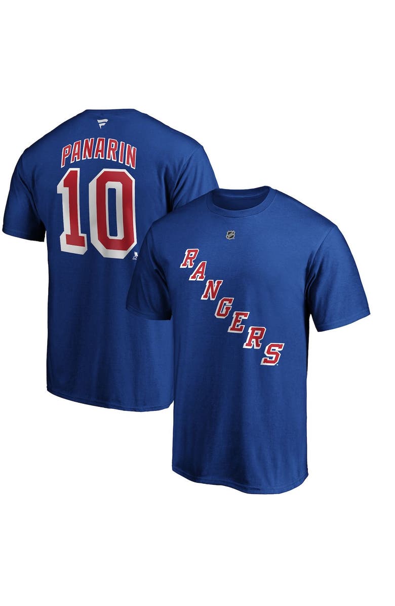 FANATICS Men's Fanatics Branded Artemi Panarin Blue New York Rangers Player Authentic Stack Name & Number T-Shirt, Alternate, color, Blue