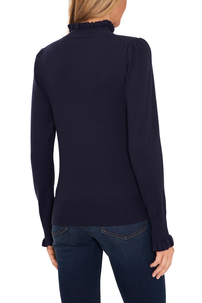Ruffle Mock Neck Sweater, Alternate, color, CLASSIC NAVY