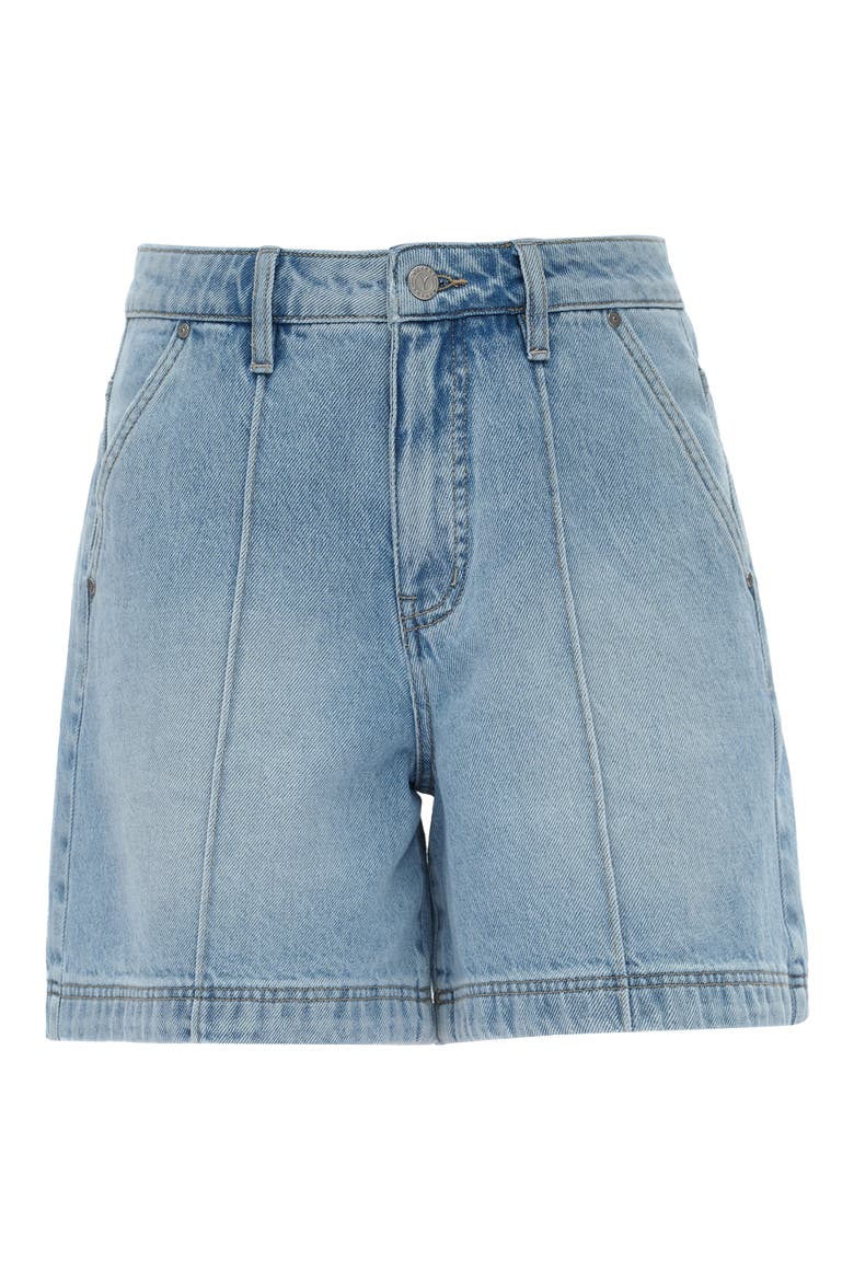 Seamed Mid Rise Denim Bermuda Shorts, Alternate, color, LIGHT BLUE
