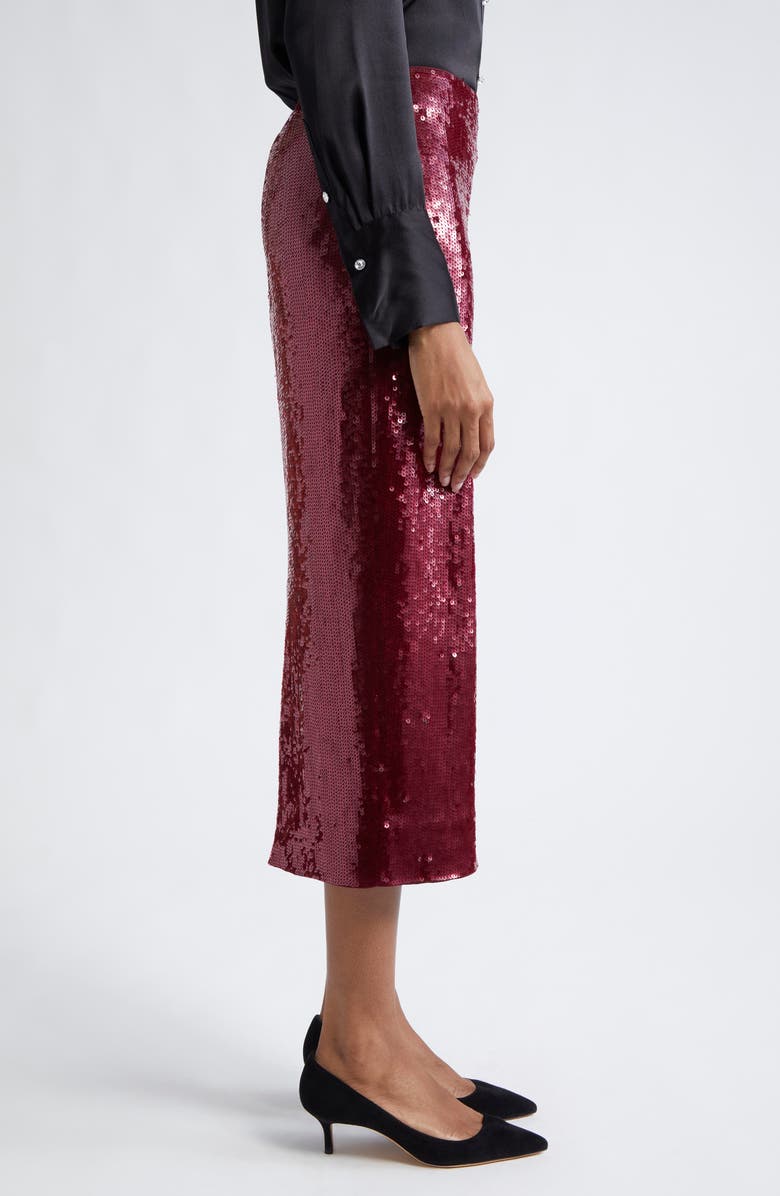 Veronica Beard Koa Sequin Midi Skirt, Alternate, color, Wine