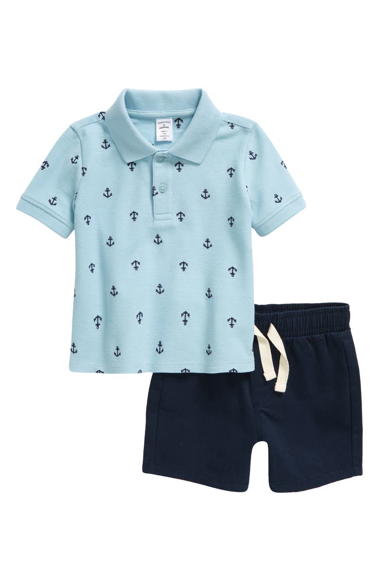 Nordstrom Polo & Shorts Set, Main, color, Blue Basalt Anchors- Navy