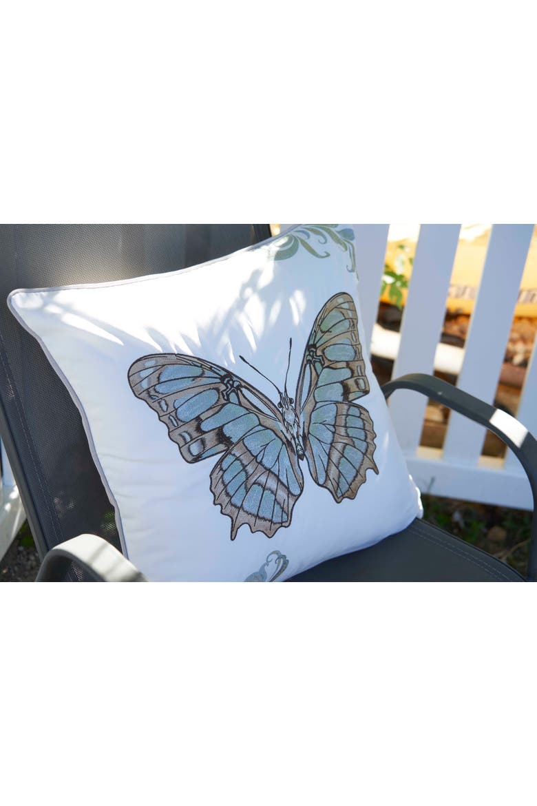 Green Malachite Butterfly Pillow, Alternate, color, Green
