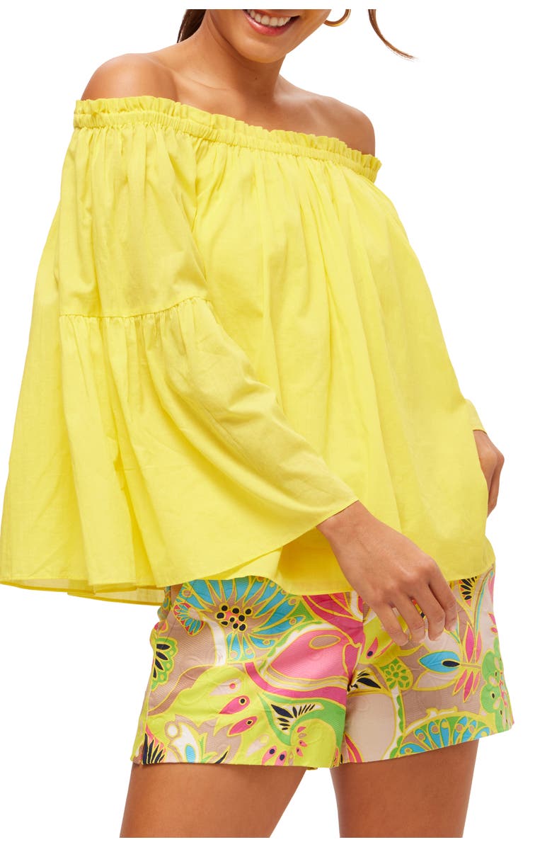 Trina Turk Off the Shoulder Bell Sleeve Perry Top, Alternate, color, Desert Sun