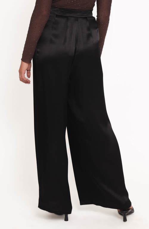 Petal And Pup Petal & Pup Joyce Pleated Satin Wide Leg Pants In Black