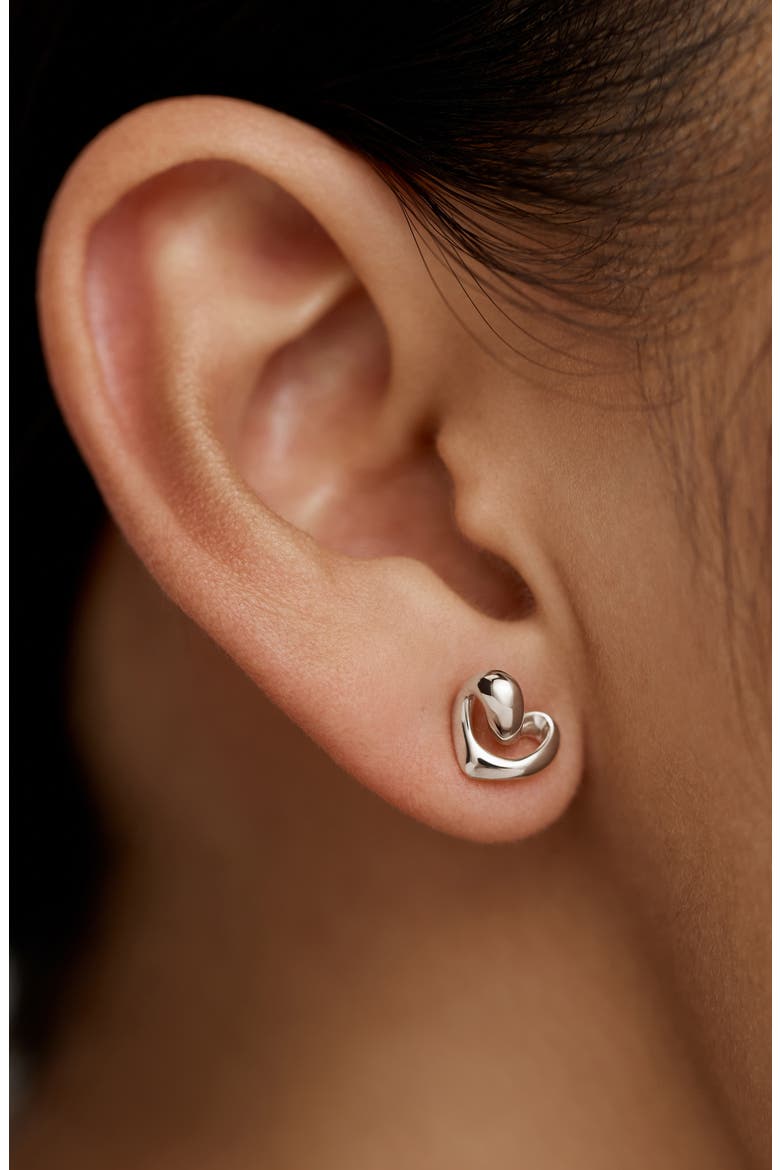 Infinity Heart Stud Earrings, Alternate, color, STERLING SILVER