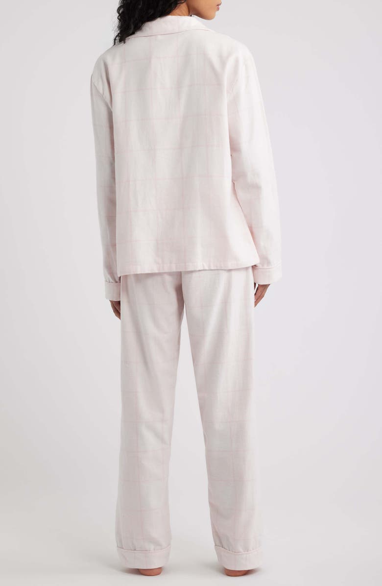 HOUSE OF CB Classic Brushed Cotton Flannel Pajamas, Alternate, color, Pink