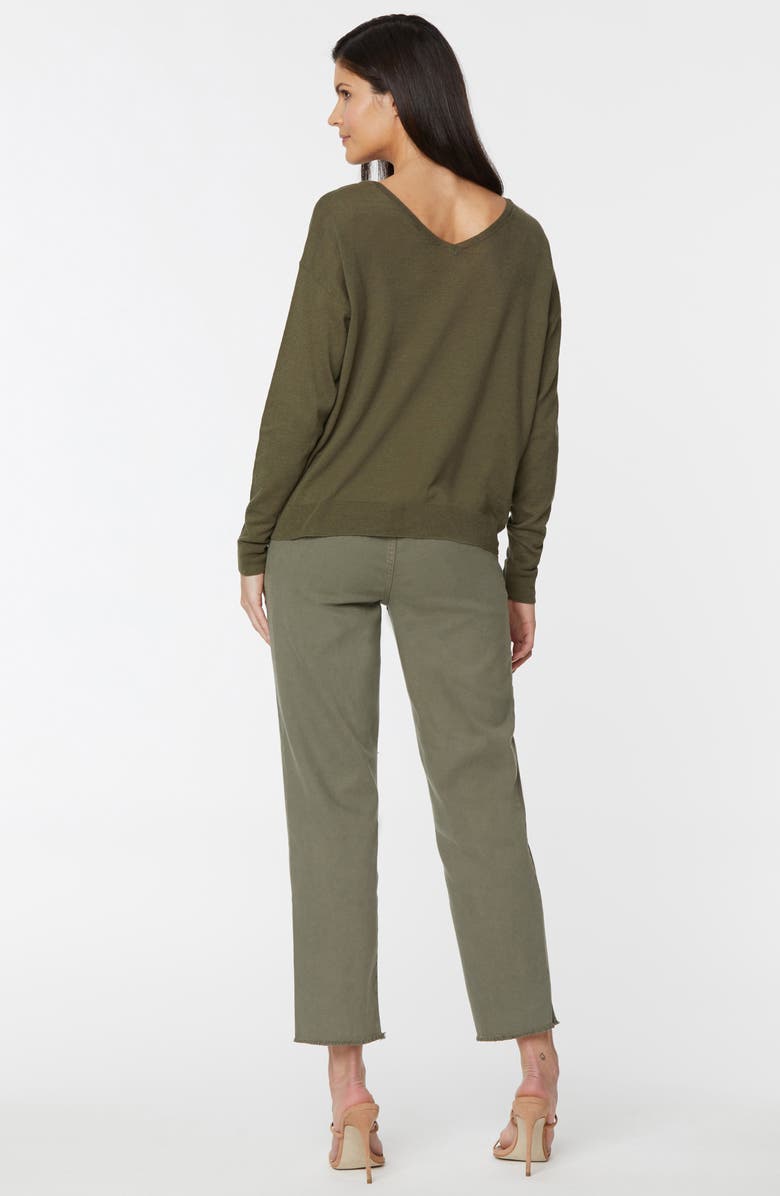 NYDJ Double V-Neck Linen Blend Sweater, Alternate, color, Moss