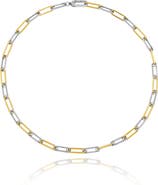 Crislu Two-Tone Cubic Zirconia Paperclip Chain Necklace