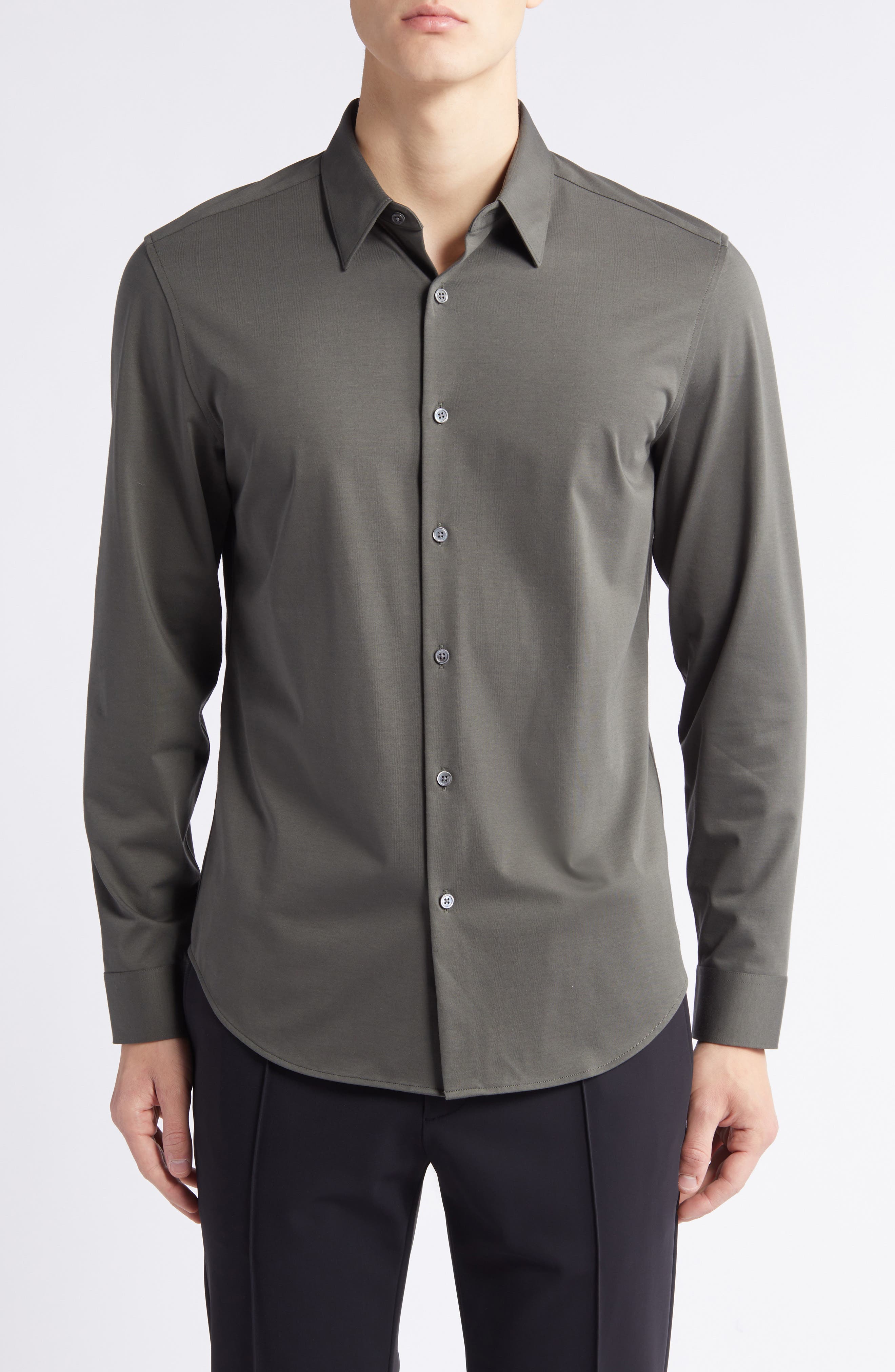 Theory Sylvain ND Structure Knit Button-Up Shirt