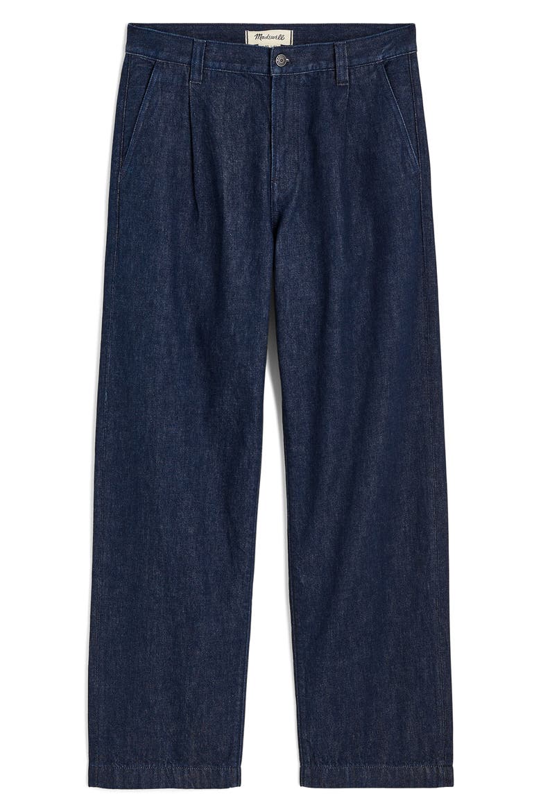 Pleated Relaxed Straight Leg Denim Pants, Alternate, color, NORTHBROOK WASH